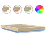 Bed Frame with LED Lights without Mattress Sonoma Oak 120x200cm 3281107