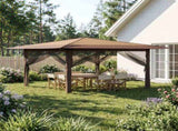 Gazebo with 4 Sidewalls 4 x 4 m Beige and Brown 42036821