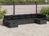 Sofa Set with Cushion with Storage 7 pcs Black Poly Rattan 3359202