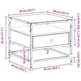 Coffee Table with Glass Top Sonoma Oak 50x50x45 cm Steel 846050