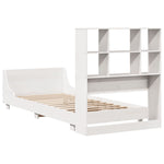 ZNTS Bed Frame without Mattress White 75x190 cm Small Single Solid Wood Pine 3323714