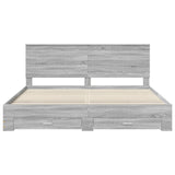 Bed Frame with Drawer Grey Sonoma 200 x 200 cm Engineered Wood 3411269