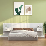 Bed Headboard with Cabinets White Engineered Wood 3115700