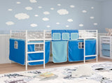 Kids'Loft Bed Frame with Curtains White and Blue 107 x 200 cm 42020821