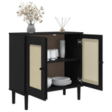 Sideboard SENJA Rattan Look Black 80x35x80 cm Solid Wood Pine 358033