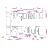 ZNTS 14 Piece Kitchen Cabinet Set Kalmar Smoked Oak Engineered Wood 3314976