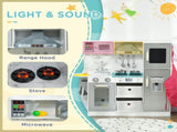 Toy Kitchen with Lights, Sounds, Apron and Chef Hat, Ice Maker, Microwave, for Ages 3-6 Years T3398P348126