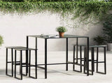 5 Piece Garden Bar Set Black Powder-coated Steel 3283752