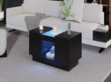 LED Coffee Table for Living Room, Modern Coffee Table with Storage with LED Lights, 2 Tiers and 2 N605P225560B