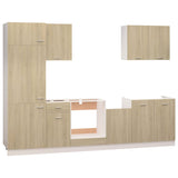 ZNTS 7 Piece Kitchen Cabinet Set Sonoma Oak Engineered Wood 3067634