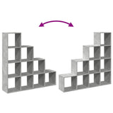 Room Divider Bookcase 4-Tier Concrete Grey 131.5x29x131.5 cm Engineered Wood 857970