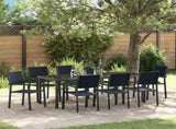 Garden Dining Set 9 pcs Black Powder-Coated Steel 3379155