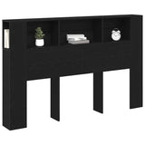 Headboard Cabinet with Storage Black Oak Engineered Wood 862759