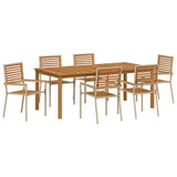 Garden Dining Set 7 pcs Beige Solid Acacia Wood 3365525
