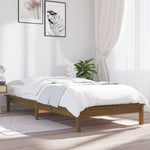 ZNTS Bed Frame without Mattress Honey Brown 90x200 cm Solid Wood 820529