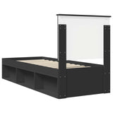 Bed Frame Black and Silver 75 x 190 cm Engineered Wood 3409713