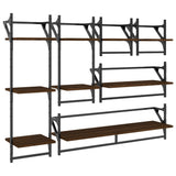 ZNTS 6 Piece Wall Shelf Set with Bars Brown Oak Engineered Wood 836272