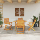 Garden Dining Set Folding 5 pcs Brown Solid Acacia Wood 3375707