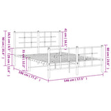 Metal Bed Frame without Mattress with Footboard White 140x190cm 355628
