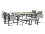 Nine-Piece Steel Frame Garden Dining Set - Grey T3398P315965