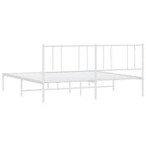 Metal Bed Frame without Mattress with Headboard White 183x213cm 352534