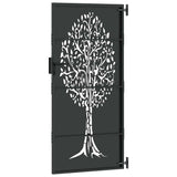 Garden Gate with Lock Black 85 x 200 cm Powder-coated steel 42015863