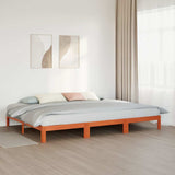 Family Bed Frame No Mattress Wax Brown 270x200 cm Solid Wood Pine 3324570