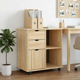 Rolling Cabinet Brown 63.5 x 39 x 65.5 cm Solid Pine Wood 42032398