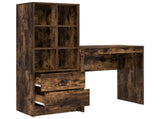 Desk with Drawer with Shelf with Storage 2 pcs Smoked Oak 3337309