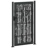 Garden Gate with Lock Black 110 x 205 cm Powder-Coated Steel 42015898