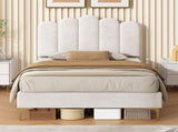 3ft Single Premium Velvet Upholstered Bed Frame with Scalloped Channel Tufted Design, Height N652P411464W