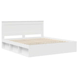 Bed Frame with Headboard White 200 x 200 cm Solid Pine Wood 3410048