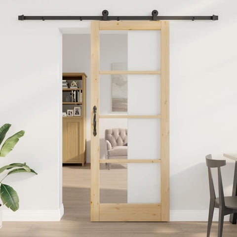 Sliding Door Manual ORKDAL Brown 83 x 211 cm Wood and metal 3332139