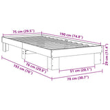 Bed Frame without Mattress 75x190 cm Small Single Solid Wood Oak 851956
