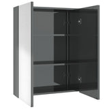 Bathroom Mirror Cabinet 60x15x75 cm MDF Shining Grey 331526