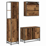 Bathroom Furniture Set with Door 3 pcs Old Wood Engineered Wood 3402569