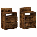 Bedside Cabinets 2 pcs with 2 Drawers Smoked Oak 40x33x60 cm 858569