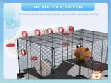 Gerbil Cage Dwarf Hamster Cage, with Deep Glass Bottom, Tunnels, Hut, Exercise Wheel, 60 x 40 x 57cm T3398P350094