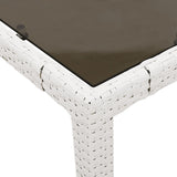 Garden Table with Glass Top White 150x90x75 cm Poly Rattan 368126