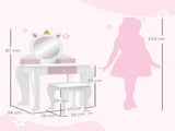 Unicorn-Design Kids Dressing Table, with Mirror and Stool - White T3398P347989