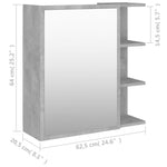 ZNTS Bathroom Mirror Cabinet Concrete Grey 62.5x20.5x64 cm Engineered Wood 803312