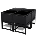 9 Piece Outdoor Dining Set with Cushions Poly Rattan Black 42762