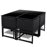 9 Piece Outdoor Dining Set with Cushions Poly Rattan Black 42762