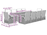 11 Piece Garden Dining Set with Cushions Grey Poly Rattan 3277612