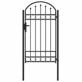 Fence Gate ASSEN 100 x 175 cm Powder-Coated Steel Grey Lockable 42008928