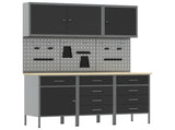Work Cabinet 8 pcs Black and Grey Engineered Wood and Steel 3321446