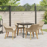 Garden Dining Set with Cushion 5 pcs Beige Poly Rattan 3261692