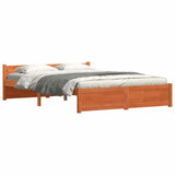 Bed Frame Wax Brown 205.5 x 145.5 x 51 cm Solid Pine Wood 870148