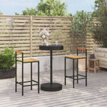 3 Piece Garden Bar Set Black Poly Rattan&Solid Wood Acacia 3187718