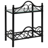 Bedside Tables 2pcs Steel and Tempered Glass 45x30.5x60cm Black 246727